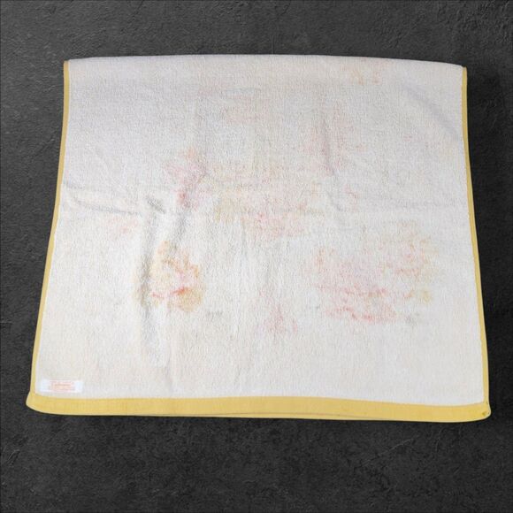 Vintage Callaway Rose Floral Towel 42x24 Yellow Orange Pink Cotton USA - Picture 3 of 7